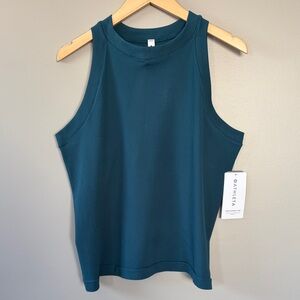 Athleta Renew Racerback Tank‎ High Neck Ribbed Size 1X Jade Deep Teal